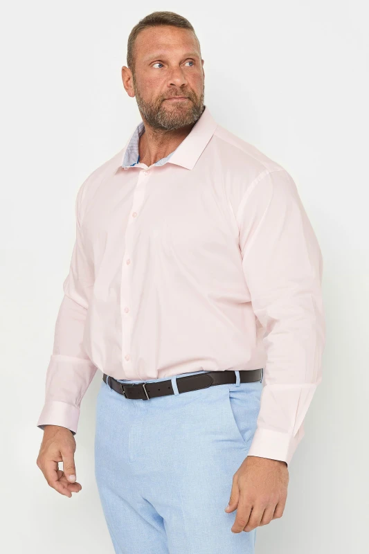 Image of BadRhino BadRhino Men Formal Long Sleeve Shirt in Pink Pink One Size Male 5063111252909