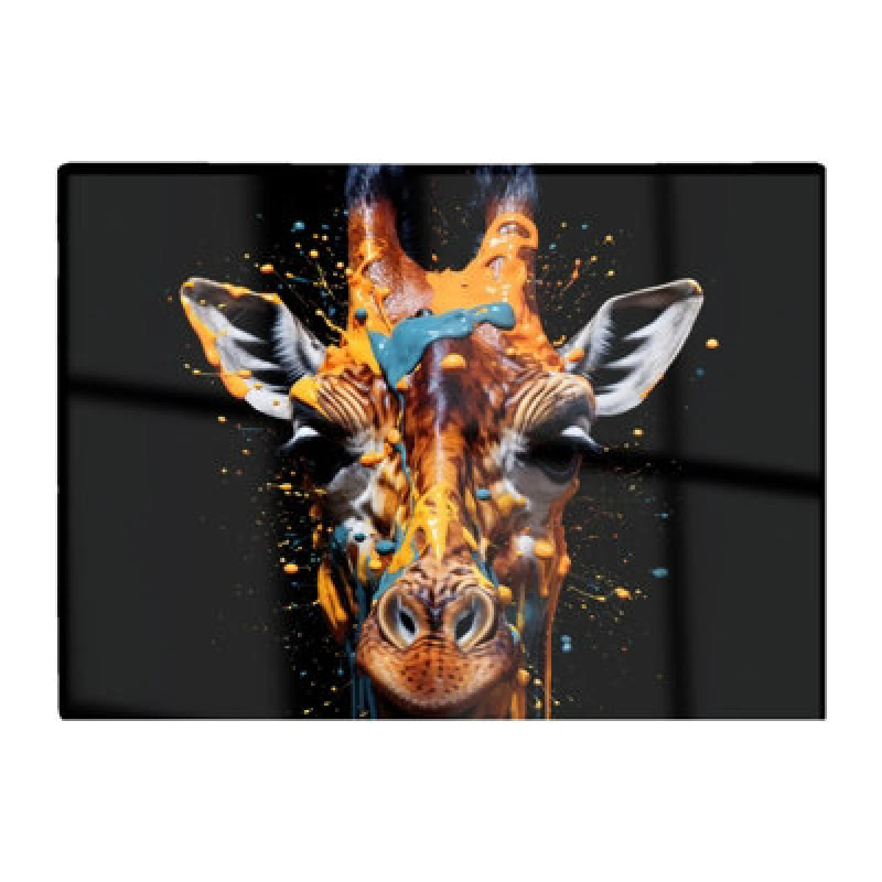 Image of Warren Reed Designer Giraffe Face Splashart Glass Chopping Board