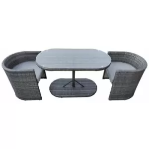 Image of Charles Bentley - St Tropez Rattan Bistro Set - Grey Compact Chat Set for Two - Grey