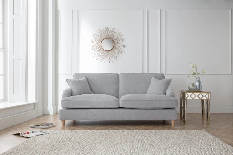 Image of The Great Sofa Company Orla 3 Seater Sofa Manhattan Navy in Light Grey Light Grey Unisex