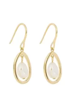 Image of Floating Freshwater Pearl Drop Earrings with Yellow Gold Plating