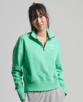 Image of Superdry Womens Core Sport Half-Zip Top Green / Hot Mint - Size: 6