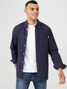 Image of Tommy Jeans Two-Tone Long Sleeved Oxford Shirt - Navy