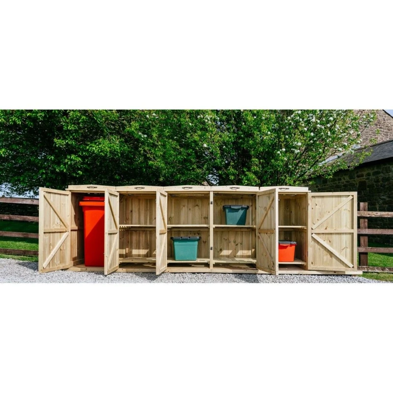 Image of Buttercup Farm Chatburn Bin Store, Fits 1x 180L/240L Wheelie Bins & 8x Boxes in Brown Brown Unisex
