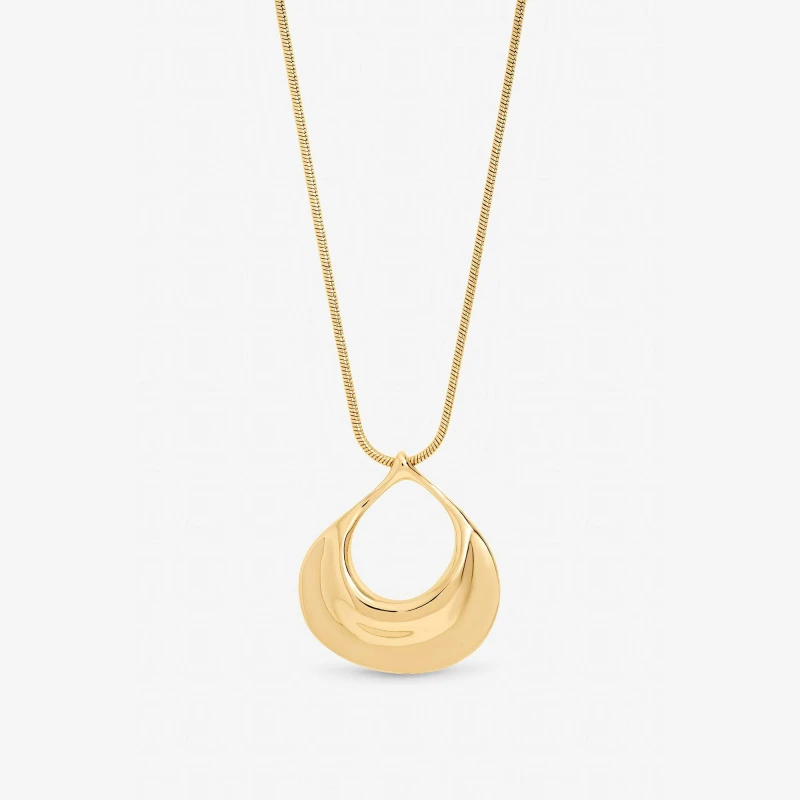 Image of Mood Gold Plated Polished Long Open Drop Pendant Gold female One Size