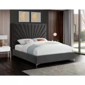 Image of Errence Bed Single Plush Velvet Steel