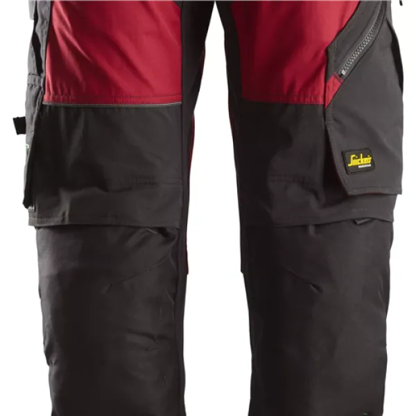 Image of Snickers FlexiWork Work Trousers+ - Chilli Red/Black - 60
