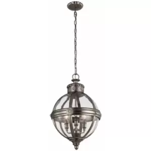 Image of Loops - 3 Bulb Chandelier Hanging Pendant LIght Antique Nickel LED E14 60W Bulb