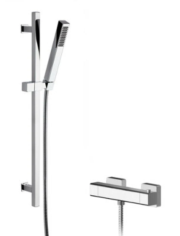 Image of Balterley Empire Square Bar Valve Slide Rail Shower Kit Chrome Balterley Silver unisex