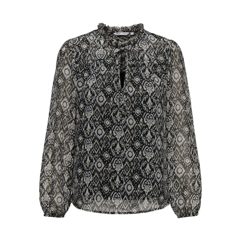 Image of Only Draping High Neck Blouse Black/White Women XS;S;M