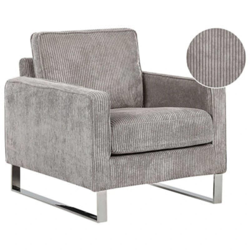 Image of Beliani Armchair Vind Corduroy Light Grey