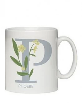 Image of Ceramic Initial Floral Design Mug