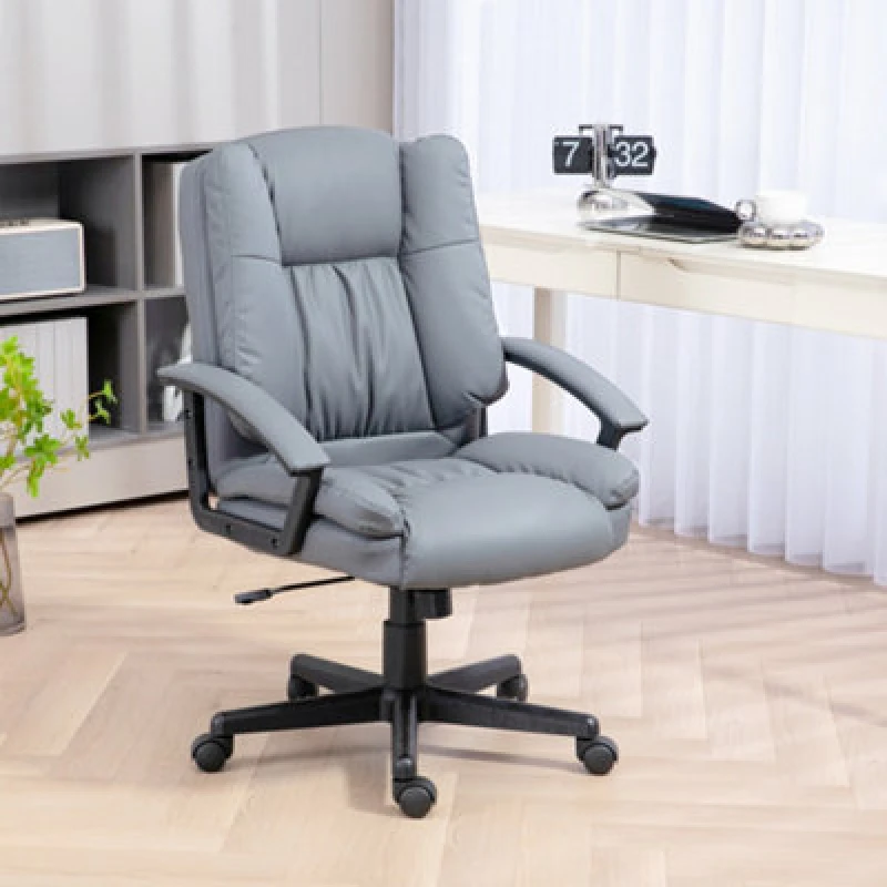 Image of HOMCOM Vinsetto Faux Leather Computer Desk Chair Executive Chair - Light Grey 921-049V70LG