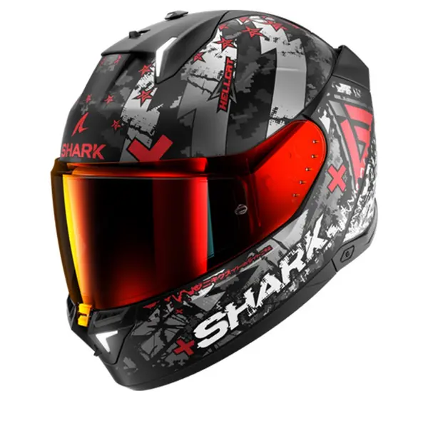 Image of Shark SKWAL i3 Hellcat Mat Black Chrom Red KUR Full Face Helmet Size M
