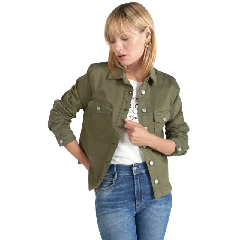 Image of Le Temps des cerises Womens denim jacket Le Temps des cerises Lilly Vert Female L
