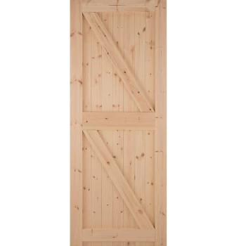 Image of JELD-WEN Boarded Framed Ledged & Braced Unfinished Natural Redwood External Shed Door - 1981mm x 838mm (78x33 inch) Softwood Jeld Wen E29FLB