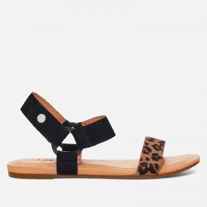 Image of UGG Womens Rynell Leopard Double Strap Sandals - Black/Tan - UK 5