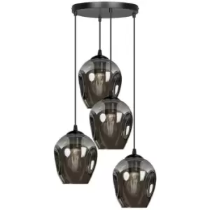 Image of Emibig Istar Black Cluster Pendant Ceiling Light with Graphite Glass Shades, 4x E27