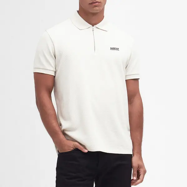 Image of Barbour International Albury Texture Cotton Polo Shirt - S