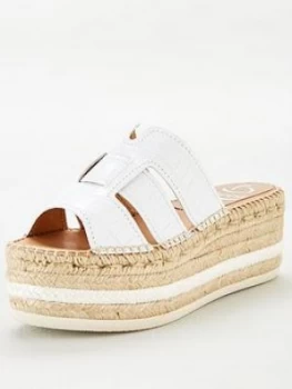 Image of Kanna Ana20 Flatform Wedge Esparille Sandal - White