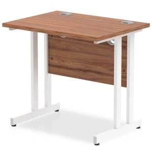 Image of Trexus Desk Rectangle Cantilever White Leg 800x600mm Walnut Ref