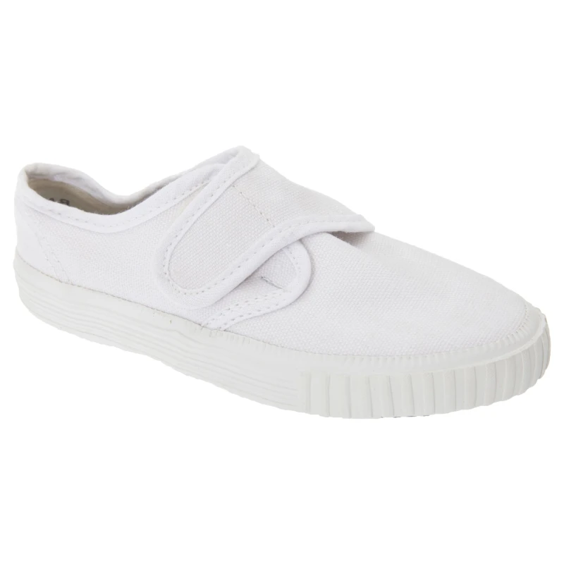 Image of Dek Touch Fastening White Canvas Plimsolls Size: 4 White Unisex 4