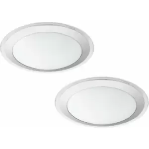 Image of 2 pack Wall Flush Ceiling Light Colour White Shade White Silver Plastic LED 18W