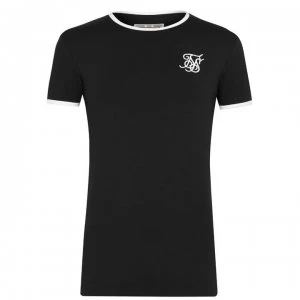 Image of SikSilk Straight Hem Ringer T-Shirt - Black/White