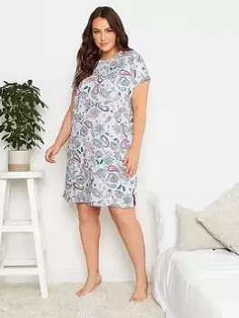 Image of Yours Pretty Paisley Print Nightdress - Grey, Size 14-16, Women