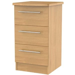 Image of Robert Dyas Edina Ready Assembled 3-Drawer Bedside Table -Modern Oak