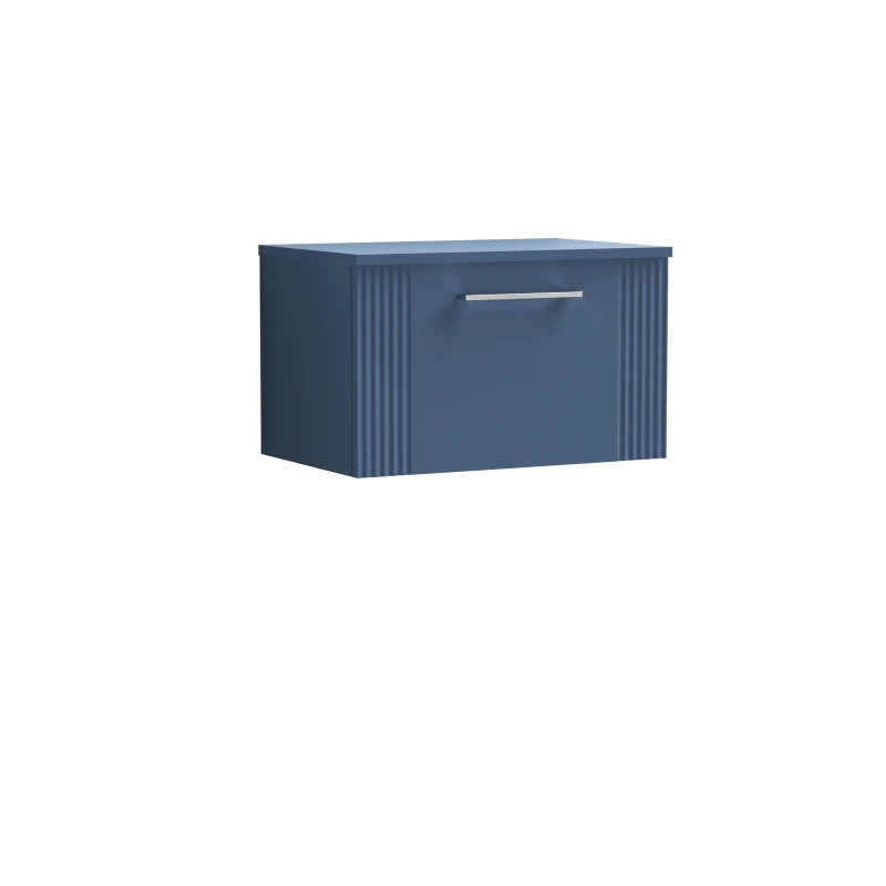 Image of Balterley 1 Drawer Wall Hung Vanity Colour Match Laminate Worktop Blue 600mm Blue