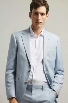 Image of Slim Fit Light Blue Slub Suit Jacket