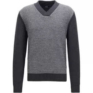 Image of Boss Efranco V-Neck Jumper - Grey