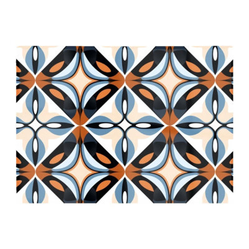 Image of Warren Reed Designer Brown And Blue Geometric Pattern Glass Chopping Board