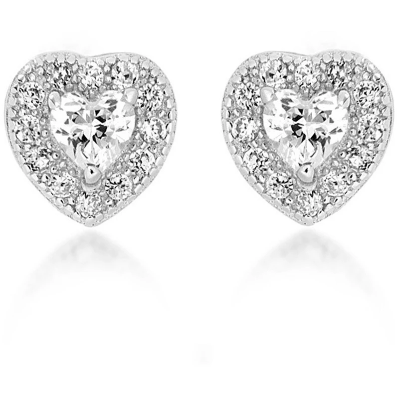 Image of Be You Sterling Silver CZ Heart Earrings Silver female 6mm