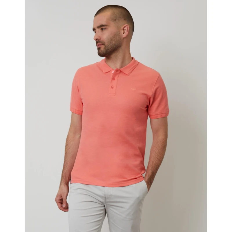 Image of Threadbare Mens TB Malbork Short-Sleeve Polo Shirt Coral male Small