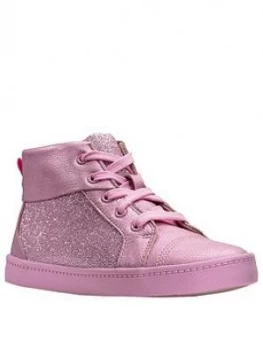 Image of Clarks City Oasis Pink Sparkle High Top, Pink, Size 4.5 Younger