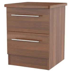Image of Robert Dyas Edina Ready Assembled 2-Drawer Bedside Table -Walnut