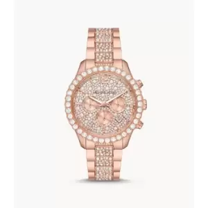 Image of Michael Kors Womens Layton Chronograph Rose Gold-Tone Stainless Steel Watch - Rose Gold