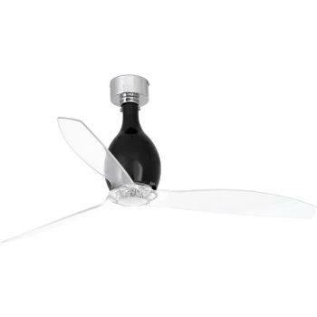 Image of Faro Mini Medium Ceiling Fan with / without Light Clear, Black Gloss