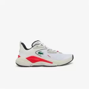 Image of Lacoste Mens Aceshot Textile and Synthetic Trainers Size 7 UK White / Red