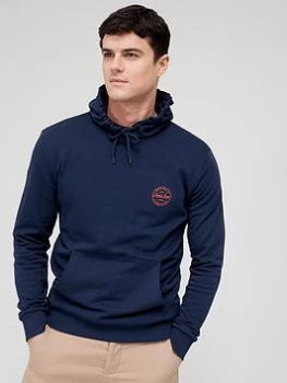 Image of Jack & Jones Small Logo Overhead Hoodie - Navy, Navy Blazer, Size S, Men