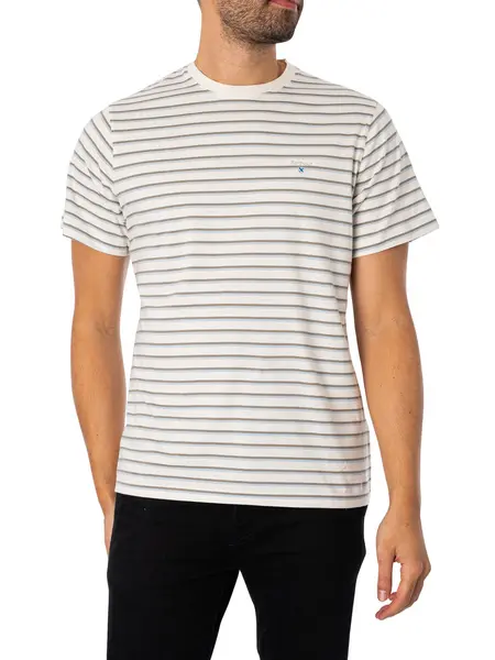 Image of Barbour Ponte Stripe T-Shirt Ecru XL