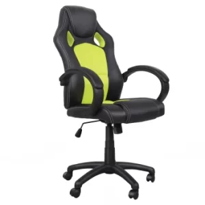 Image of HOMCOM High-Back Gaming Chair Swivel Home Office Computer Racing Gamer Desk Chair Faux Leather with Wheels, Black Green