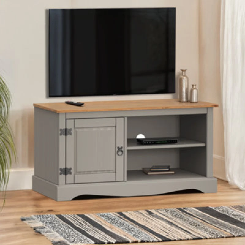 Image of MERCERS FURNITURE Corona Grey Wax 1 Door Media tv Unit 5060335869098