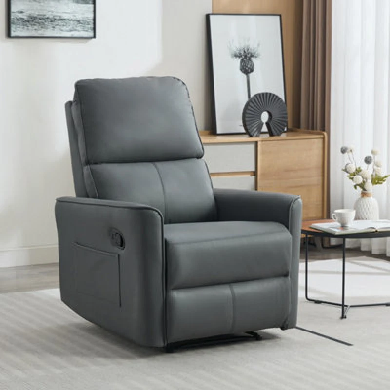 Image of More4Homes Madrid Manual Air Leather Recliner Chair Grey