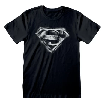 Image of DC Superman - BW Distressed Logo Unisex Medium T-Shirt - Blue