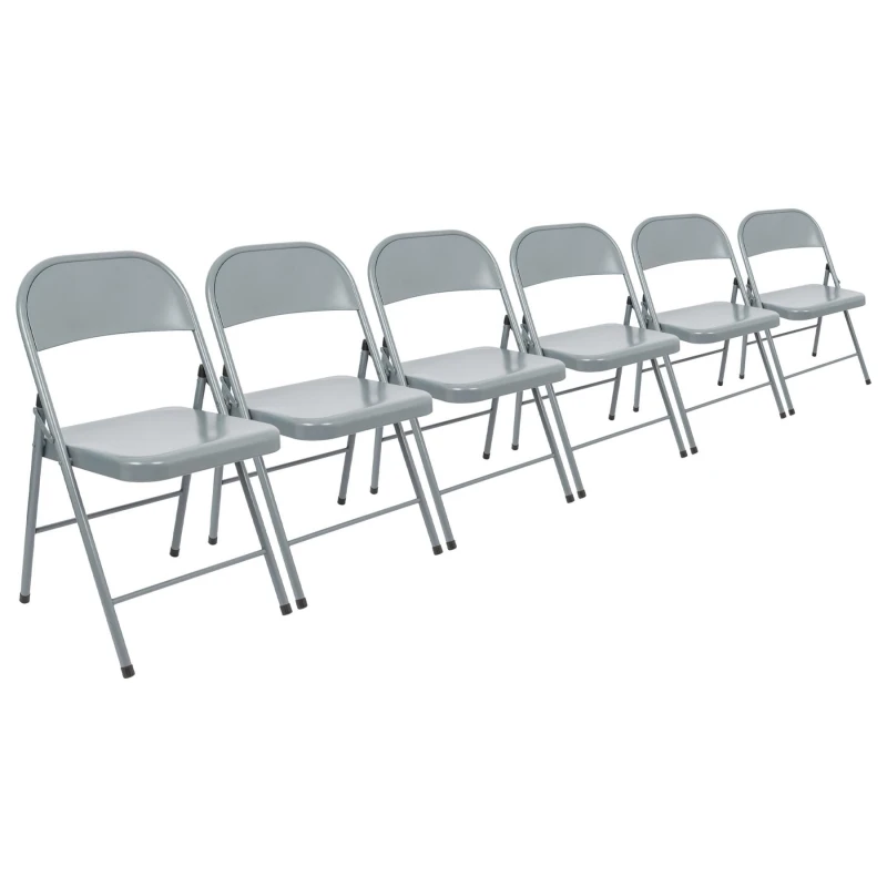 Image of Harbour Housewares Metal Folding Chair - Pack of 6 in Grey Grey Unisex