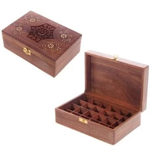 Image of Sheesham Wood Floral Compartment Box Large