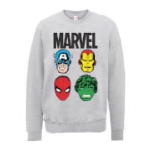 Image of Marvel Comics Main Character Faces Mens Grey Sweatshirt - M - Grey